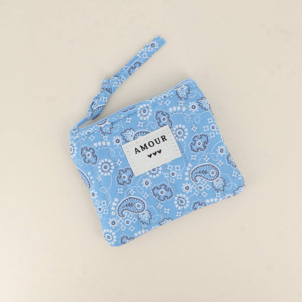 Coin purse - LOVE, 3 hearts, decorative motifs - 11 x 9 cm: Bandana Mist