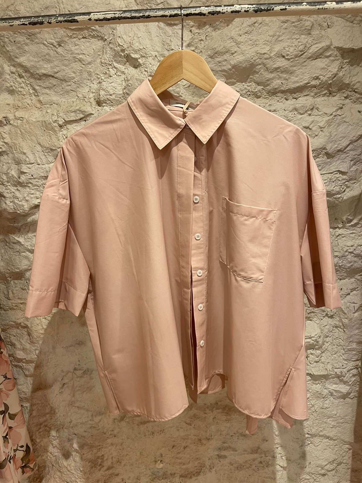 Light Peach Oversized Button-Up Shirt