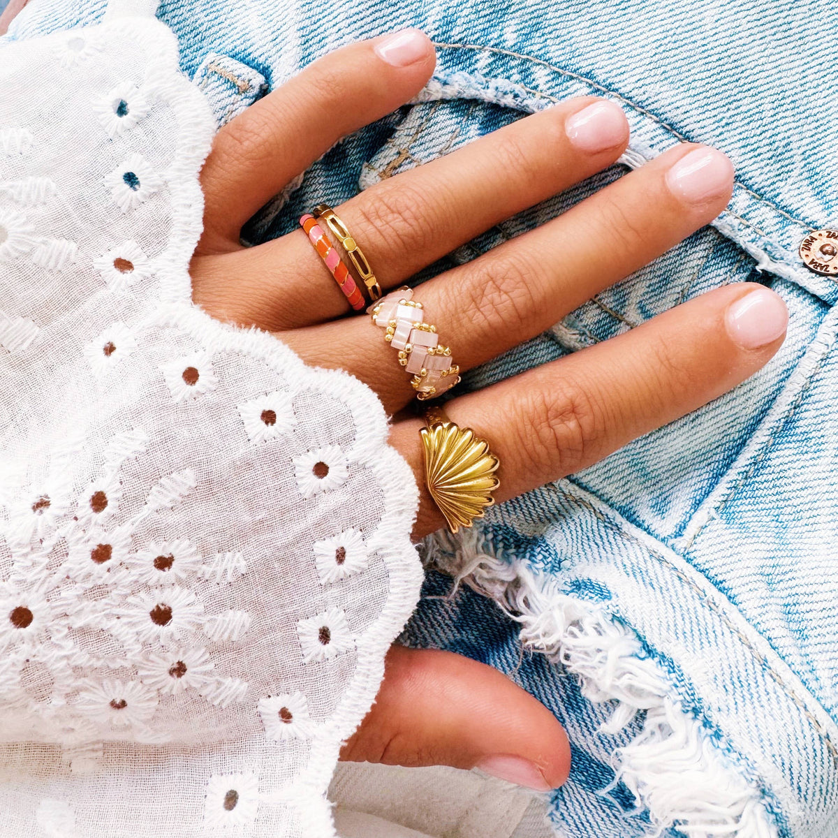 Tilabead ring - light pink/gold
