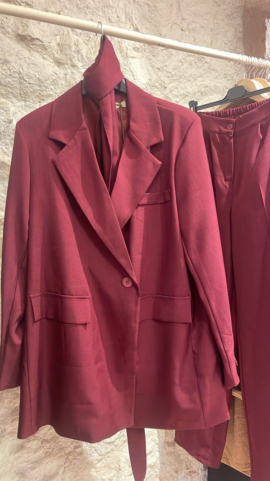 Burgundy Tailored Set with Belt