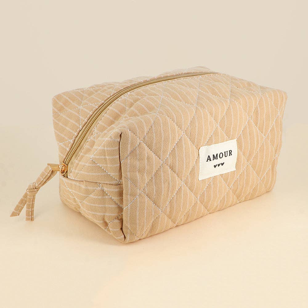 Large pouch - cotton/polyester - 23 x 12 x 14 cm: Coeur Blanc