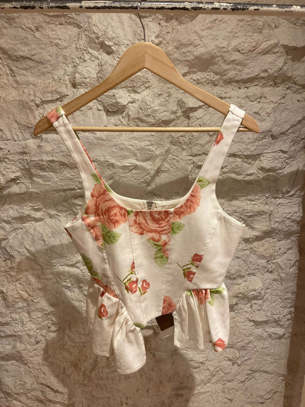 Corset Top with All-Over Floral Print