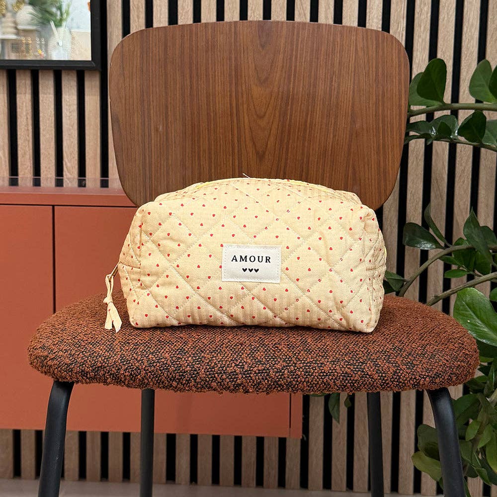 Large pouch - cotton/polyester - 23 x 12 x 14 cm: Coeur Blanc