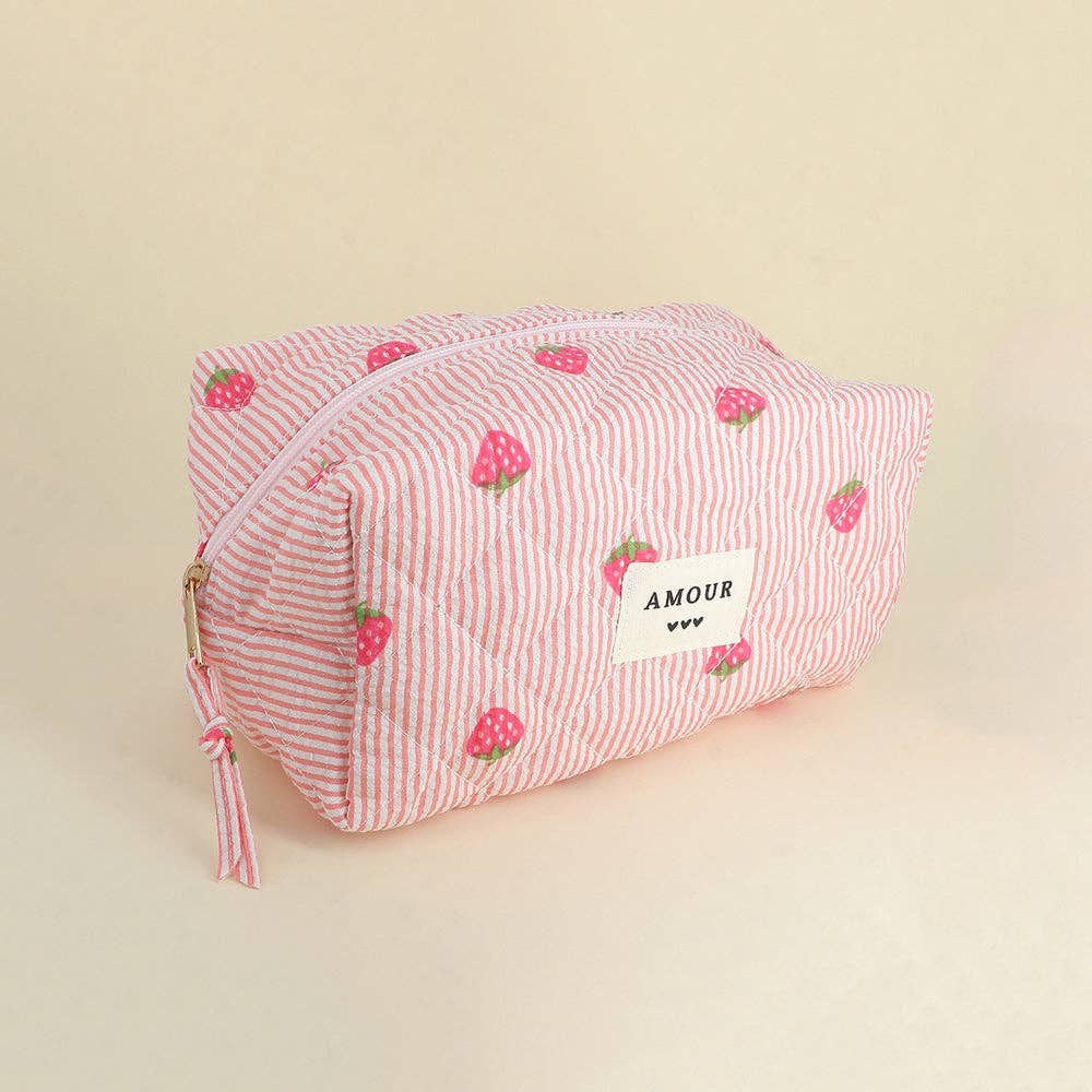 Large pouch - cotton/polyester - 23 x 12 x 14 cm: Coeur Blanc
