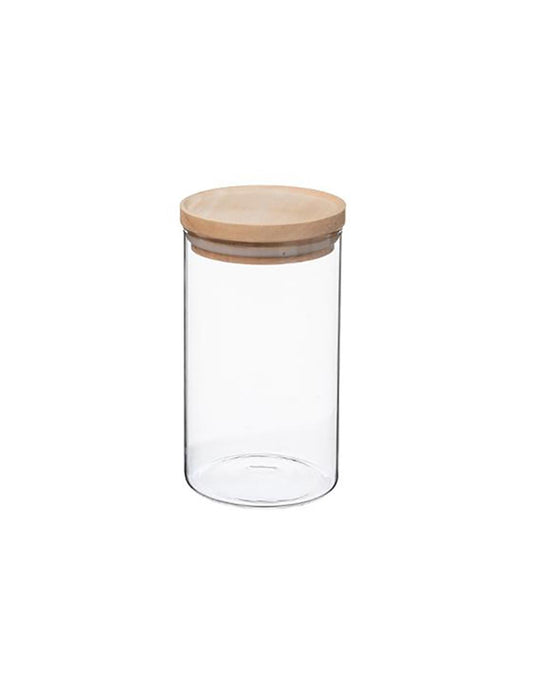 Glass Storage Jar Wooden Lid