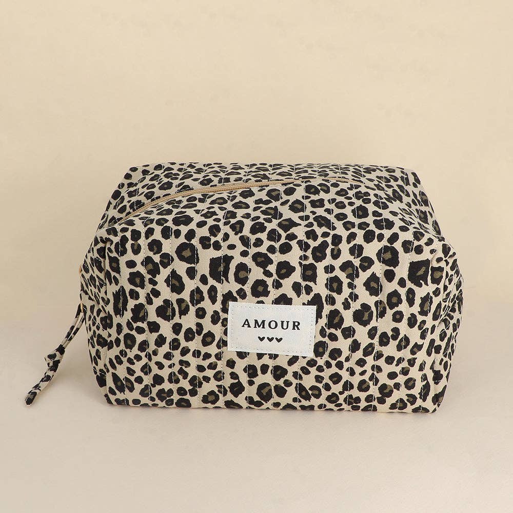 Large pouch - cotton/polyester - 23 x 12 x 14 cm: Leopard