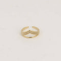 Ring - 4 rows, bar and V: Gold