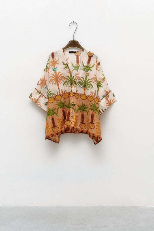 Palm Beach Cotton Printed Blouse & Shorts Set