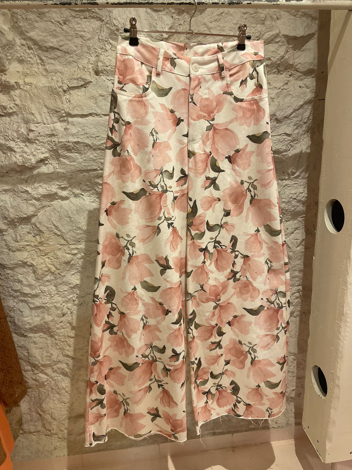 Floral Watercolour Wide-Leg Jeans