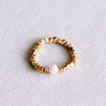 Elastic ring with natural stone - pearl
