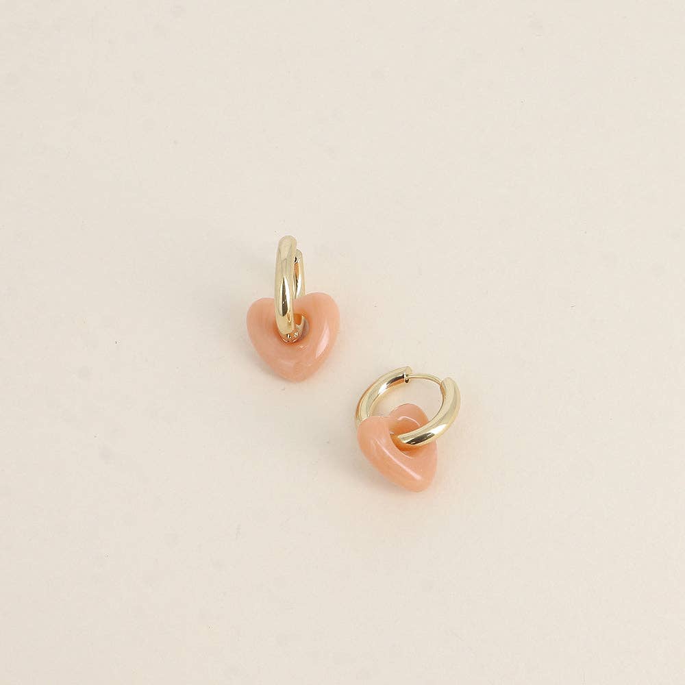 Hoop earrings — resin heart: Gold / Leopard