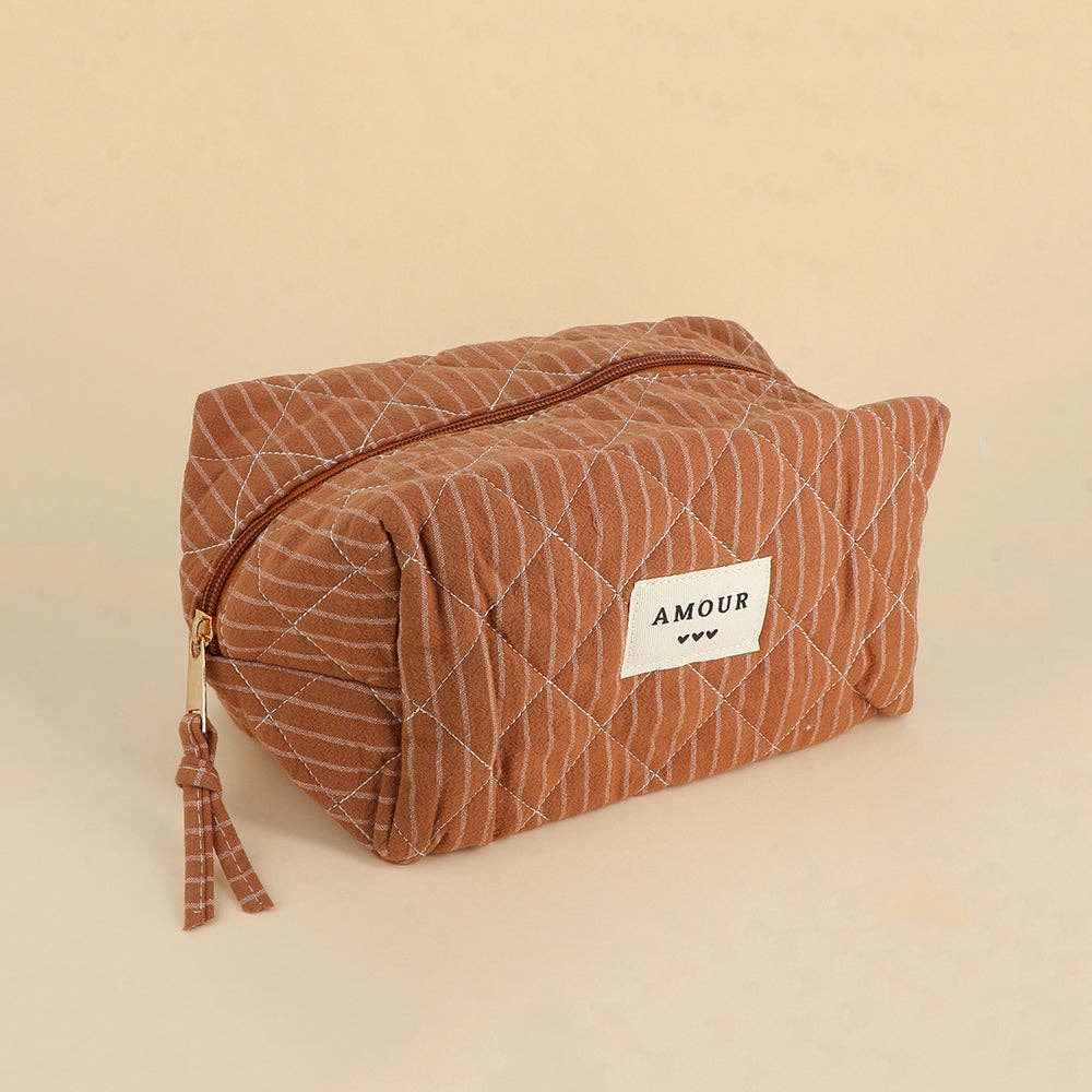 Large pouch - cotton/polyester - 23 x 12 x 14 cm: Coeur Blanc