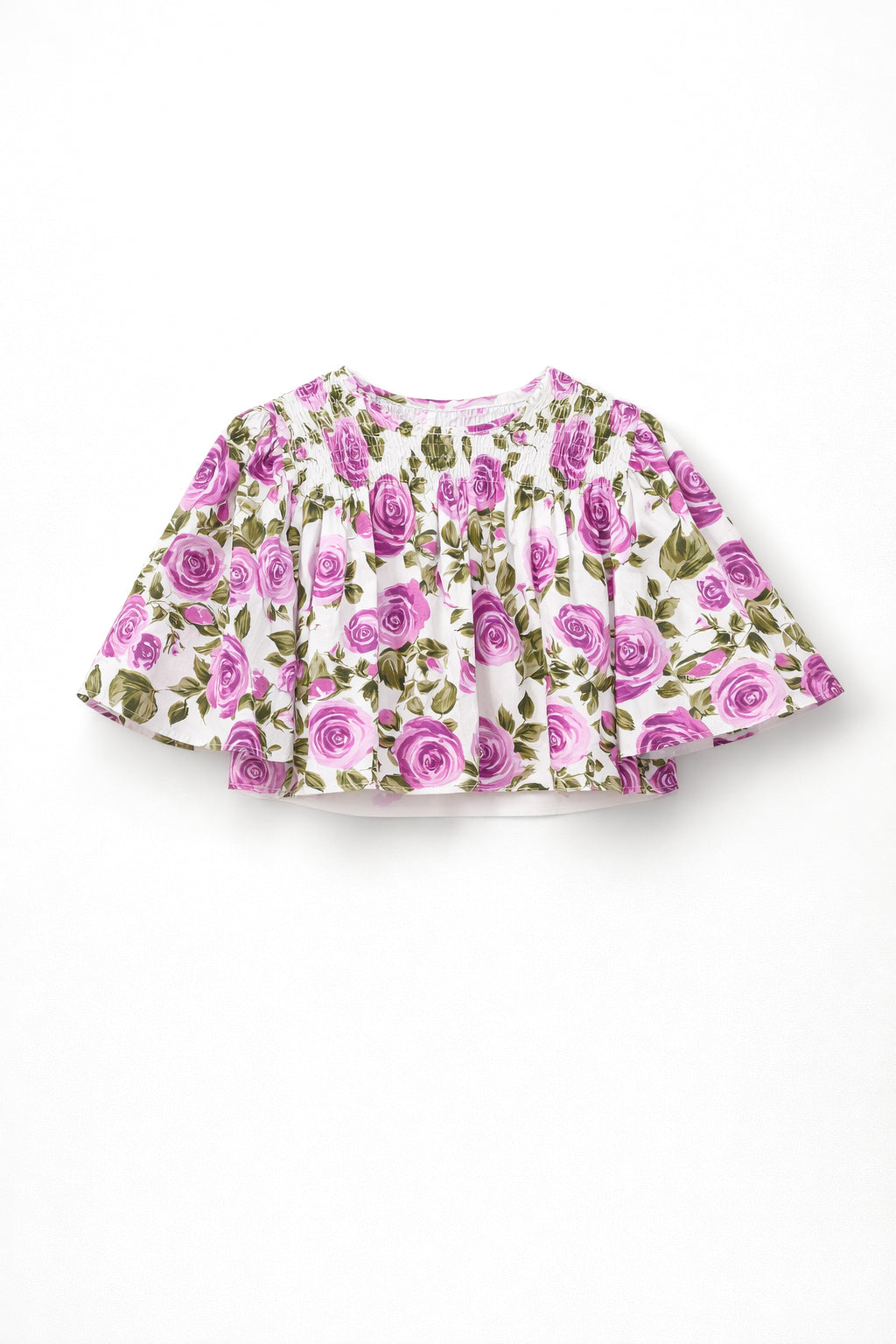 Crop Blouse with All-Over Floral Print