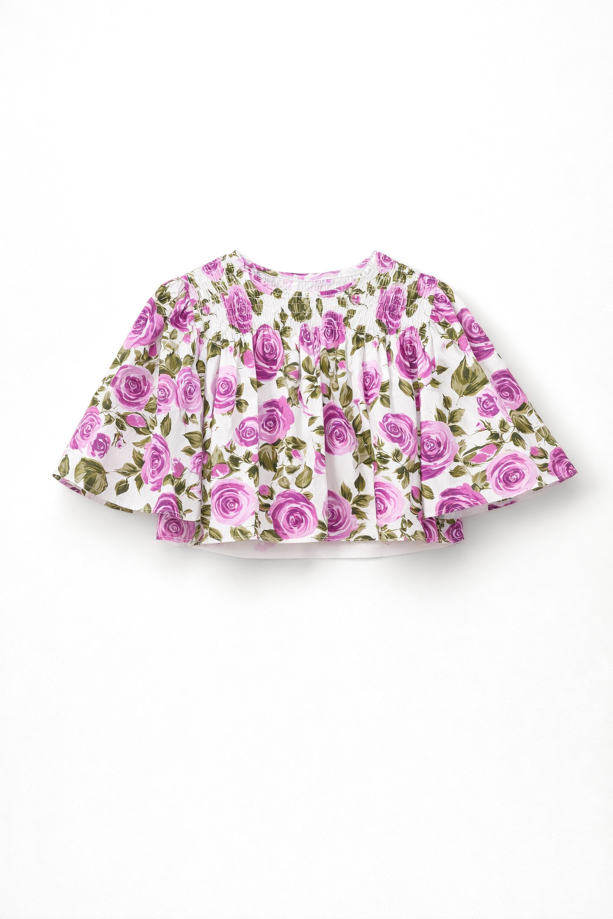 Crop Blouse with All-Over Floral Print