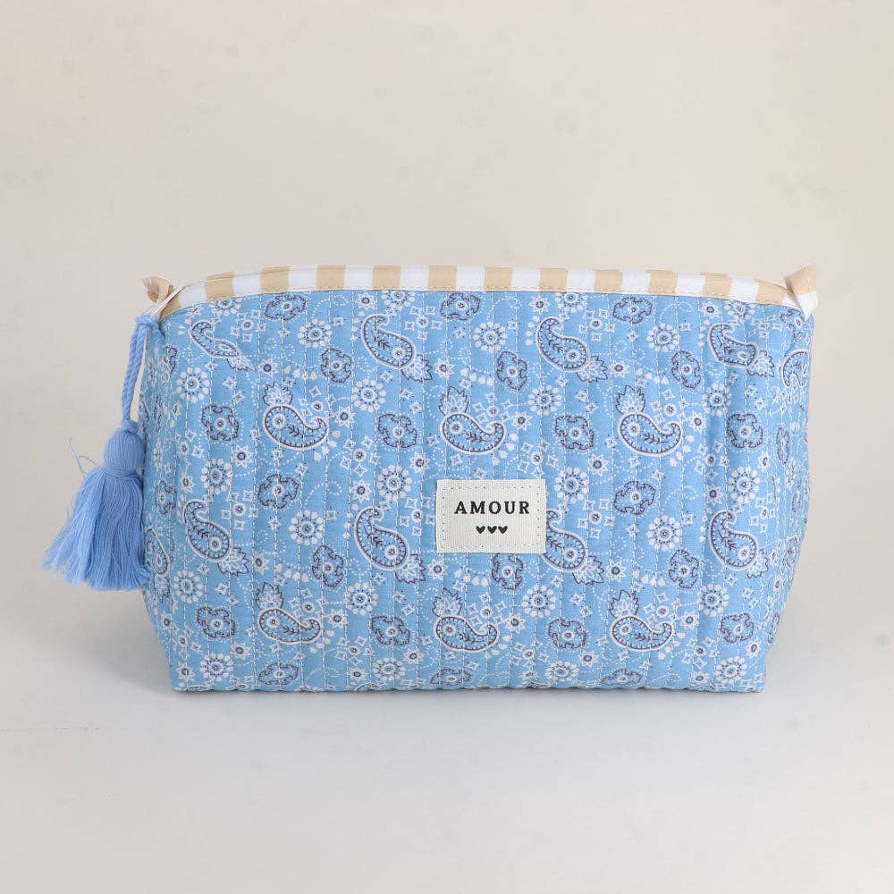 Large pouch with "LOVE" and heart motifs, 100% polyester: Black/ Pink