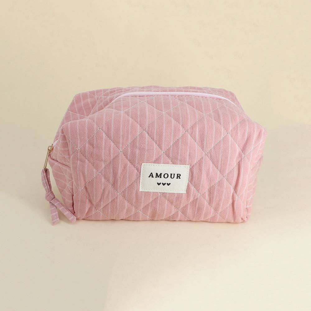 Large pouch - cotton/polyester - 23 x 12 x 14 cm: Coeur Blanc