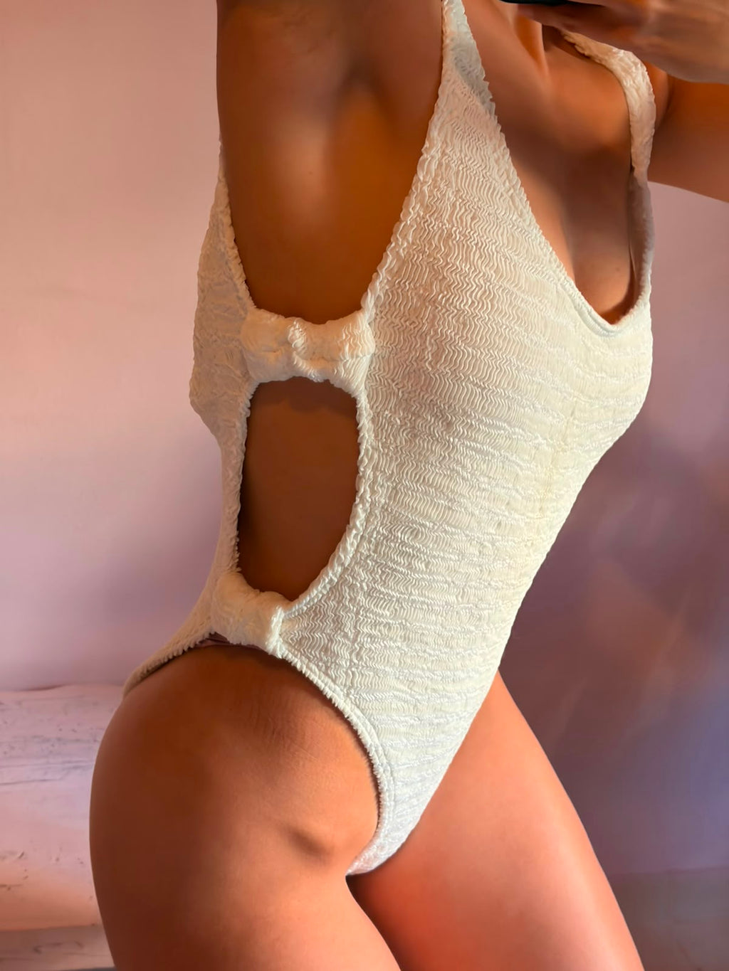 Coraline White Perfect Cut-out Crinkle Swimsuit