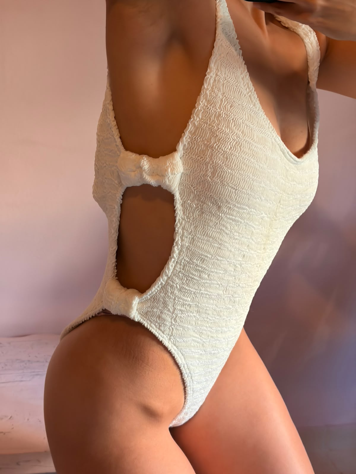 Coraline White Perfect Cut-out Crinkle Swimsuit