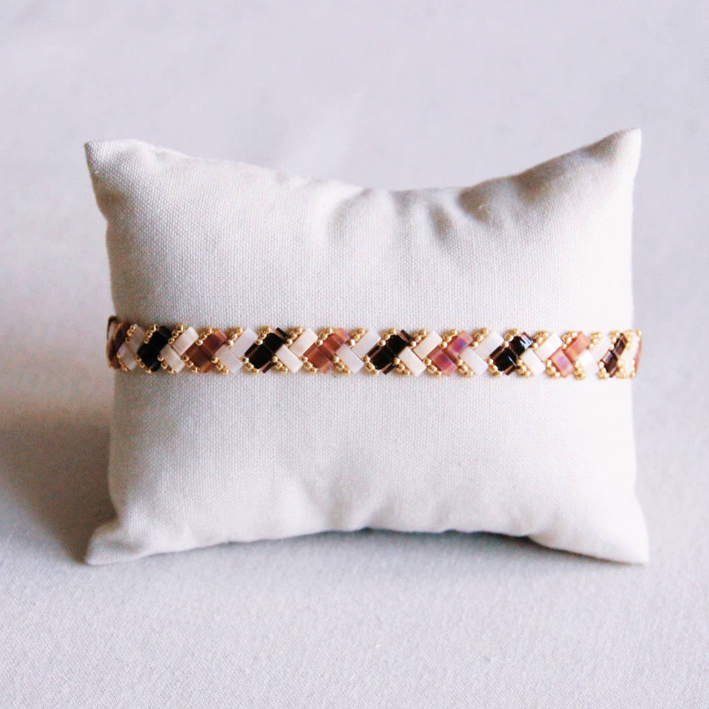 Braided Tila Bead Bracelet - Nude Colors