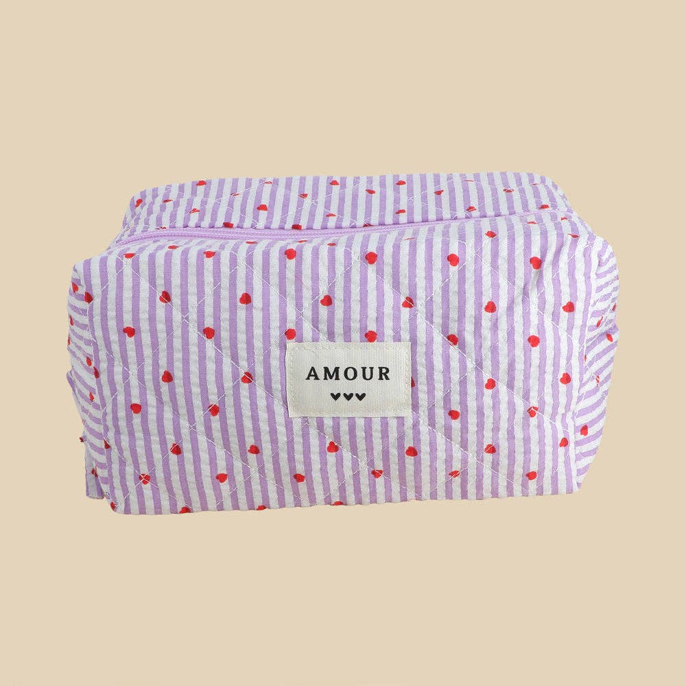 Large pouch - cotton/polyester - 23 x 12 x 14 cm: Coeur Blanc