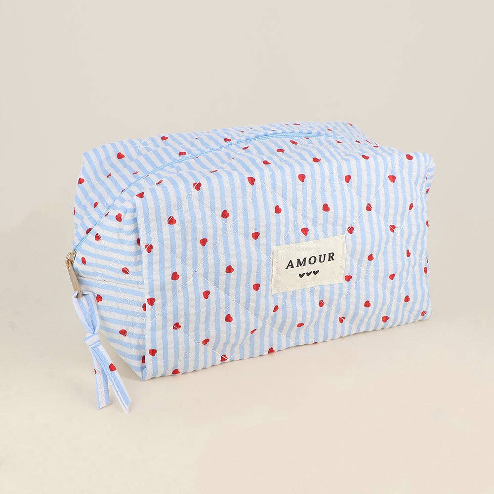 Large pouch - cotton/polyester - 23 x 12 x 14 cm: Coeur Blanc