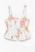 Corset Top with All-Over Floral Print