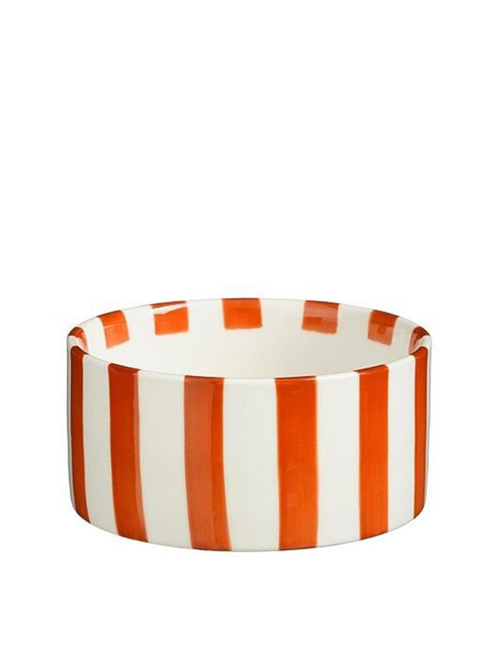 Striped White & Red Ceramic Bowl