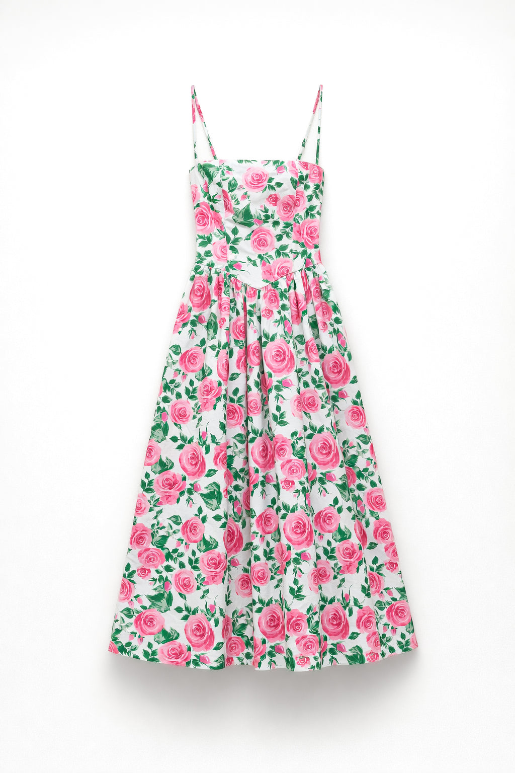 Long Floral Print Dress with Structured Bodice