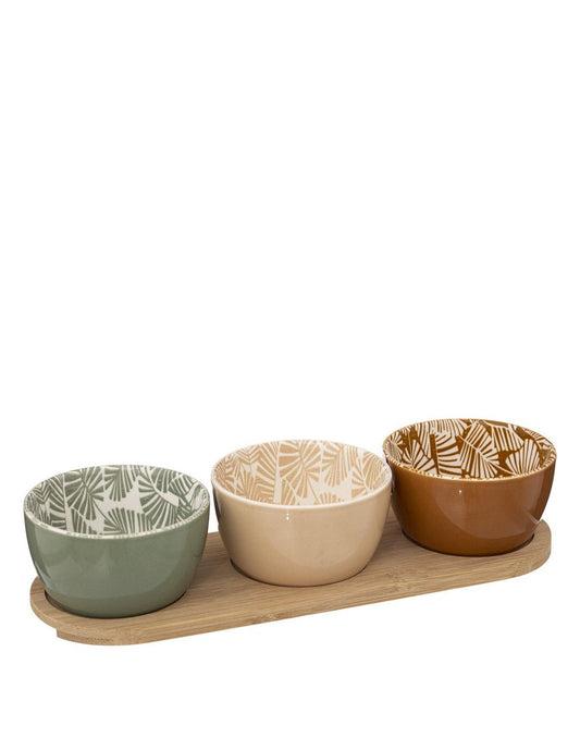Set of 3 Bowls on a bamboo base