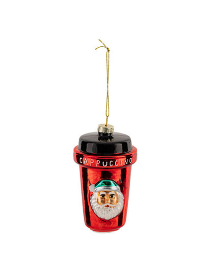 Cappuccino Coffee Cup Glass Ornament 6.6×11.3cm