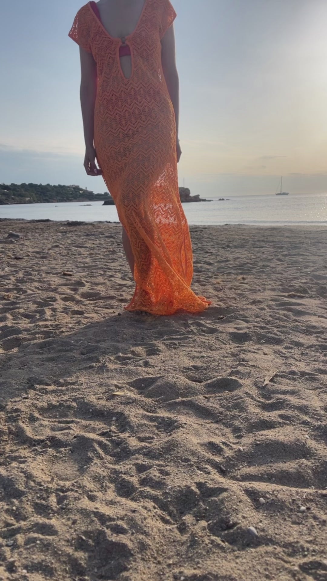 Πλεκτό Καφτάνι Sunset – Πορτοκαλί