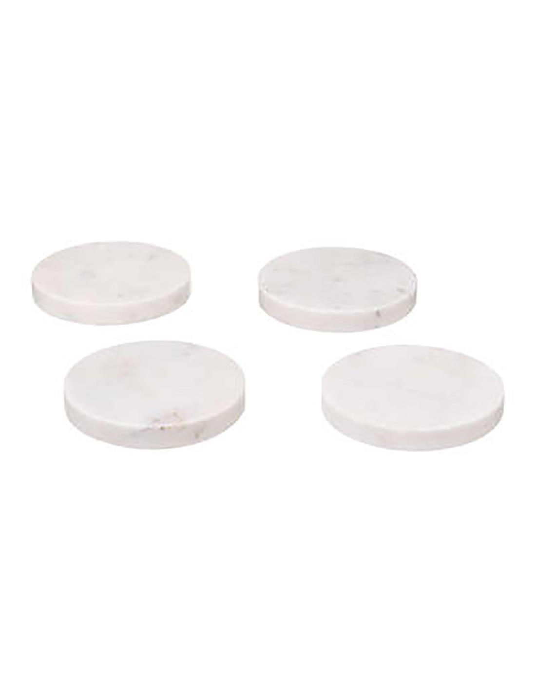 White Marble Coasters – Ø10 cm (Set of 4)