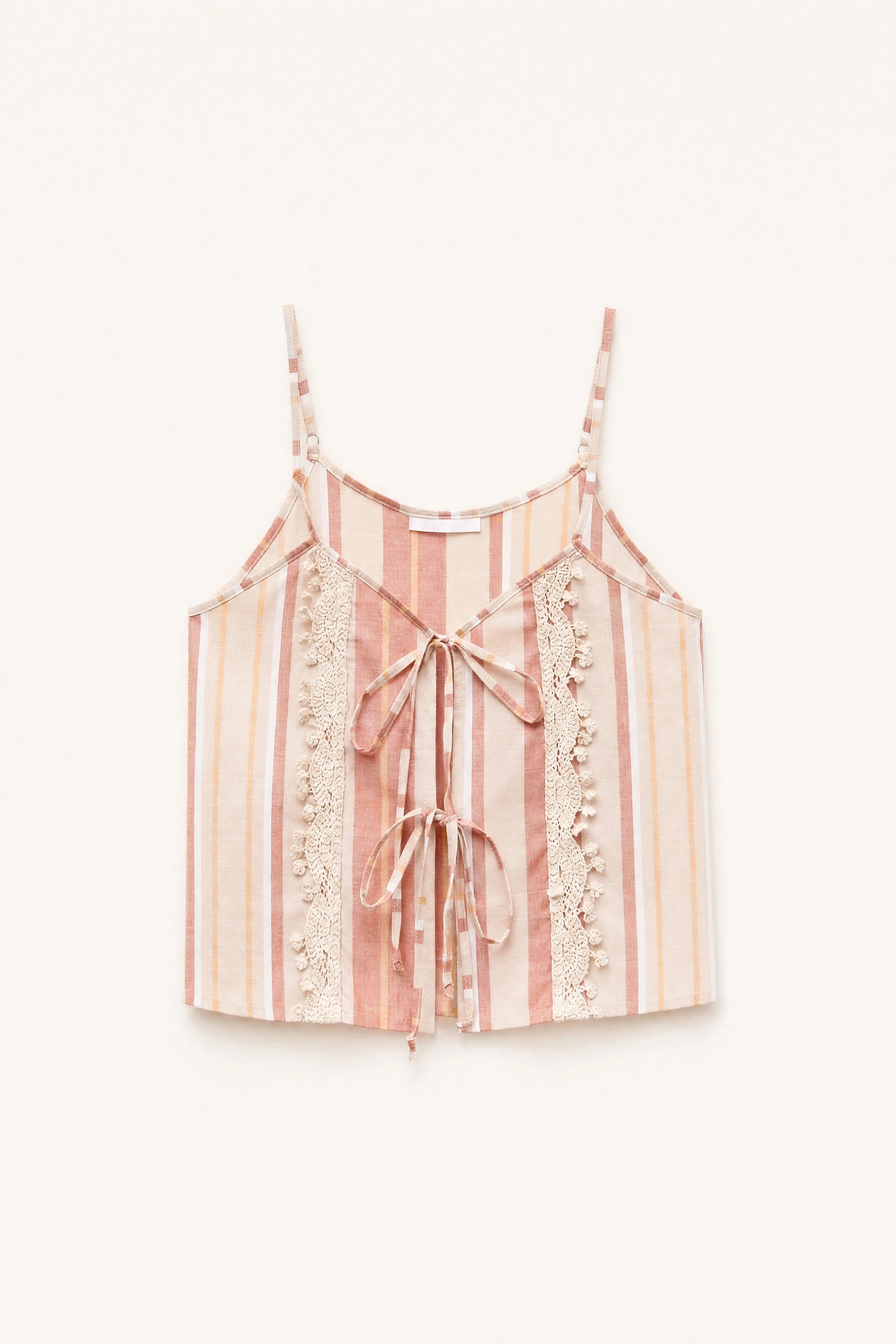Blush Stripe Crochet Lace Cami Top & Palazzo Pants Co-ord Set | Lumina