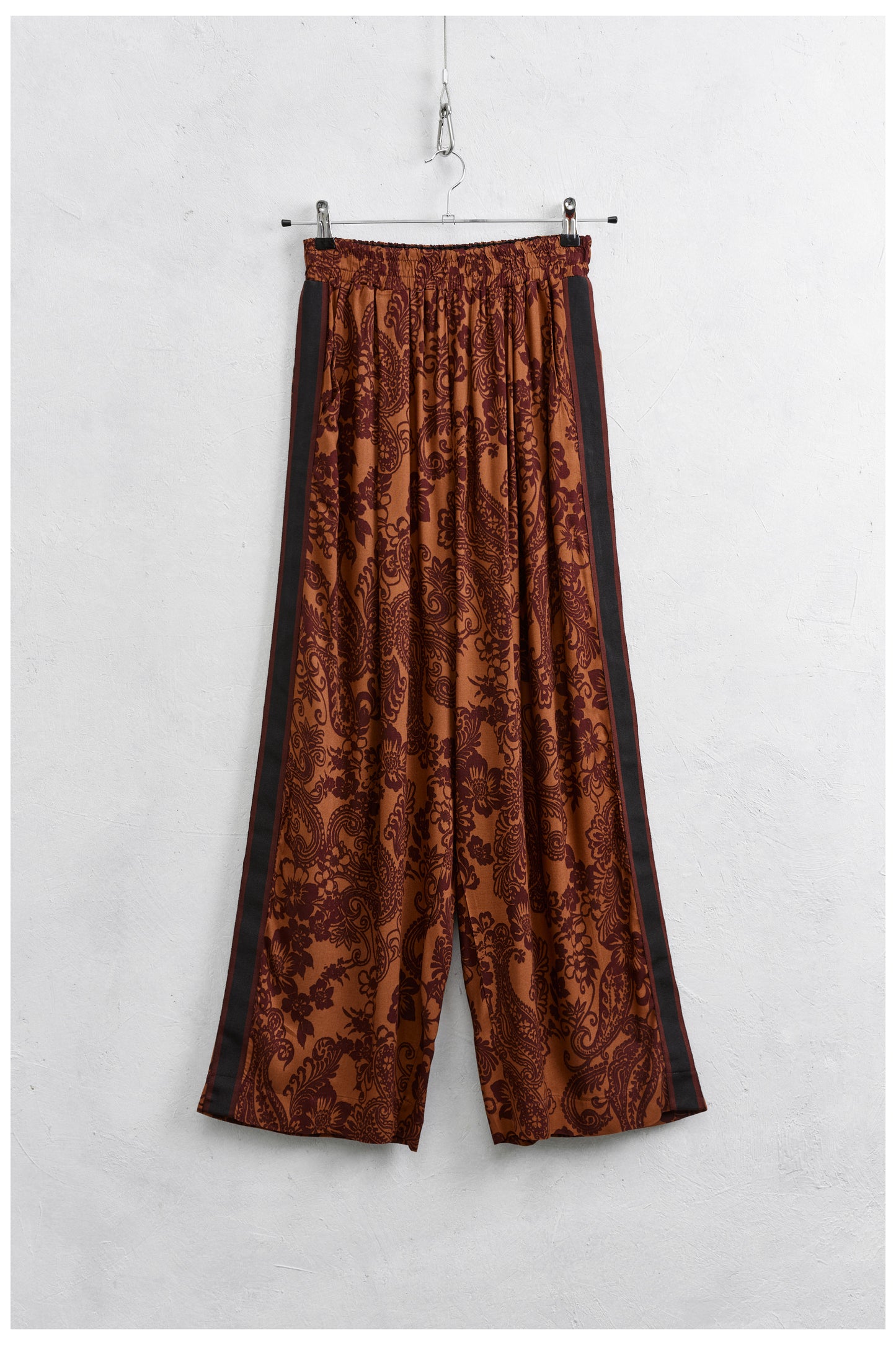 Printed Viscose Trousers with Side Bands