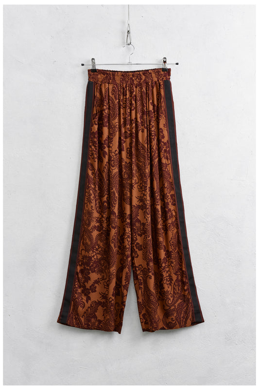 Printed Viscose Trousers with Side Bands