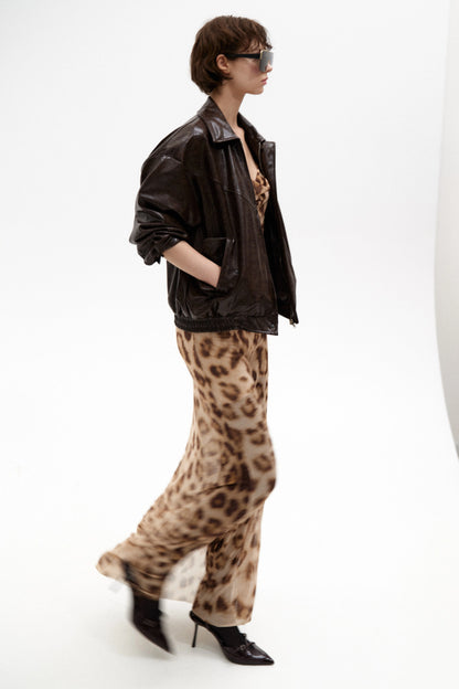 Maxi Animal Print Tulle Open Back Dress (pre-order)