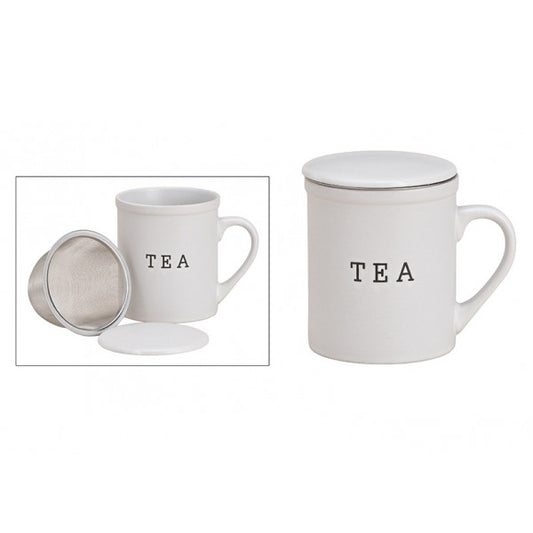 Ceramic Tea mug with metal strainer