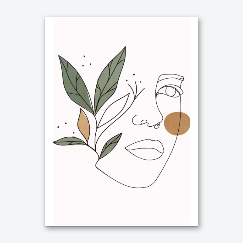 One Line Face Green Poster A3/A4