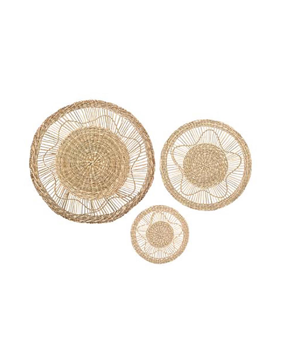 Set of 3 Rattan Wall Decor