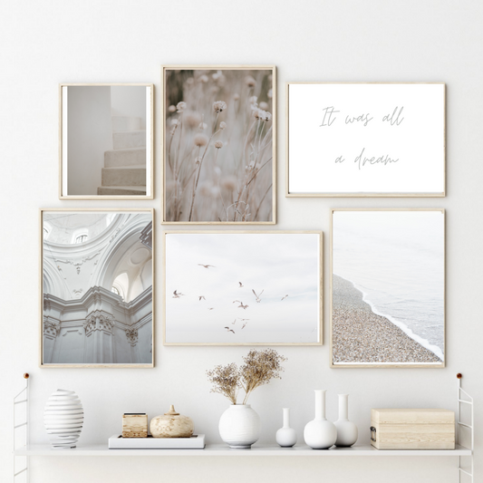 White Dreams Wall Art Set of 6 Posters