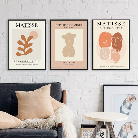 Blush Matisse Wall Art Set of 3 Posters