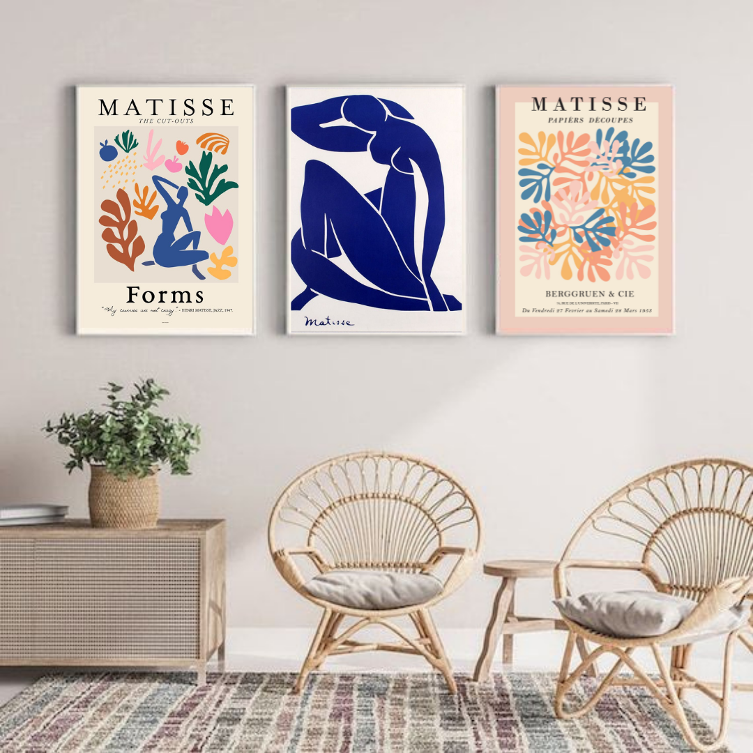 Matisse Blue Wall Art Set of 3 Posters